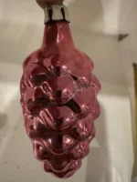 Vintage Hand Blown Glass Bumpie Grape Cluster Pinecone Christmas Ornament Pink - Image 3