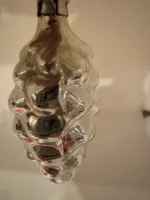 Vintage Hand Blown Glass Bumpie Grape Cluster Pinecone Christmas Ornament Silver - Image 3