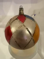 Vintage Jumbo Glass Christmas Ornament Hand Painted Mouth Blown Harlequin - Image 3