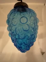 Vintage Kugel Style Glass Bumpie Grape Cluster Pinecone Christmas Ornament Blue - Image 3