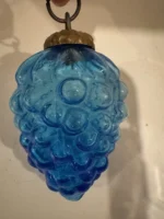 Vintage Kugel Style Glass Bumpie Grape Cluster Pinecone Christmas Ornament Blue - Image 3