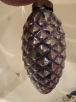 Vintage Glass Bumpie Grape Cluster Pinecone Christmas Ornament Silver - Image 3