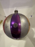 Vintage Jumbo Glass Christmas Ornament Hand Painted Mouth Blown Harlequin - Image 3