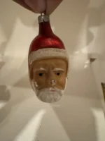Antique Glass Figural Christmas Ornament Holiday Tree Decor Santa Head - Image 3