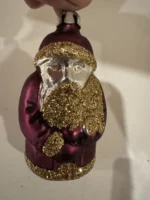 Antique Glass Figural Christmas Ornament Holiday Tree Purple Santa Kris Kringle - Image 3