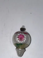 Vintage Miniature Glass Christmas Ornament Feather Tree Double Indent Drop - Image 3