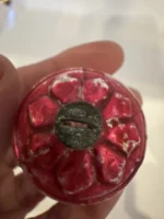 Antique Miniature Glass Christmas Ornament Feather Tree Pink Textured Bumpie - Image 3