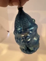 Vintage Glass Figural Christmas Ornament Holiday Tree Blue Jester Clown Head - Image 3