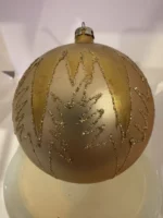 Vintage Jumbo Glass Christmas Ornament Hand Painted Mouth Blown Crushed Glass - Image 3