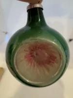 Antique Miniature Glass Christmas Ornament Feather Tree Green Indent - Image 3