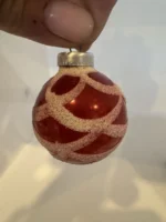 Antique Miniature Glass Christmas Ornament Feather Tree Red Crushed Glass Mica - Image 3
