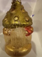 Vintage Jumbo Unsilvered Three-Face Mushroom Figural Glass Christmas Ornament - Image 3