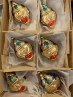 Vintage W Germany 1950s Mouth Blown Glass Ornaments Hand Painted Lady Rose Set 6 - Image 3