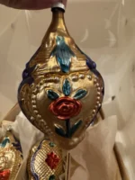 Vintage 6 W Germany 1950s Mouth Blown Glass Ornaments Hand Painted Cameo Box Set - Image 3
