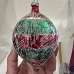 Vintage Jumbo Glass Christmas Ornament Hand Painted Mouth Blown Glitter Teardrop - Image 10