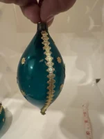 Vintage 1950s West Germany Unsilvered Glass Ornaments Dresden Foil Embelish Pair - Image 3
