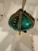 Vintage 1950s West Germany Glass Jewel Teal Ornament Wire Wrapped Teardrop Beads - Image 4