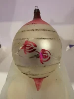 Vintage Jumbo Glass Christmas Ornament Hand Painted Mouth Blown Rose Teardrop - Image 4