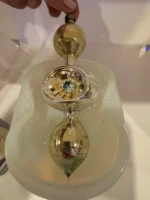 Vintage Jumbo Glass Christmas Ornament Hand Painted Mouth Blown Triple Bulb - Image 4
