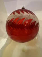 Vintage Jumbo Glass Christmas Ornament Hand Painted Mouth Blown Red Unsilvered - Image 4