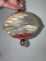 Vintage Jumbo Glass Christmas Ornament Hand Painted Mouth Blown Spinning Top - Image 4