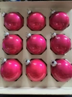 Vintage Christmas Ornaments Original Box Shiny Brite Hot Pink Glass - Image 4