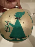 Vintage 1940's Blown Glass Christmas Ornament Jumbo Hand Painted Girl W/ Tree - Image 4
