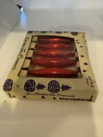 Vintage Christmas Glass Ornaments Original Box Shiny Brite Mini Red Teardrop - Image 4