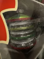 6 Jumbo 2015 Shiny Brite Radko Christmas Ornaments Lanterns W/ Tinsel Inside NIB - Image 4