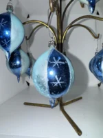 Vintage Polish Glass Teardrop Christmas Ornaments Blue Matching Set Of 9 - Image 4