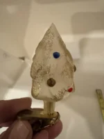 Vintage Christmas Glass Clip-On Tree Ornament Unslivered Christmas Tree W/ One - Image 4