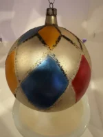 Vintage Jumbo Glass Christmas Ornament Hand Painted Mouth Blown Harlequin - Image 4