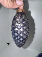 Vintage Glass Bumpie Grape Cluster Pinecone Christmas Ornament Silver - Image 4