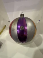 Vintage Jumbo Glass Christmas Ornament Hand Painted Mouth Blown Harlequin - Image 4