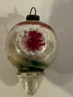 Vintage Miniature Glass Christmas Ornament Feather Tree Double Indent Drop - Image 4