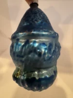 Vintage Glass Figural Christmas Ornament Holiday Tree Blue Jester Clown Head - Image 4