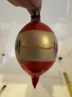 Antique Miniature Glass Christmas Ornament Feather Tree Handpainted Teardrop - Image 4