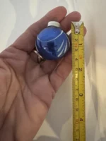 Antique Miniature Glass Christmas Ornament Feather Tree Blue Indent - Image 4
