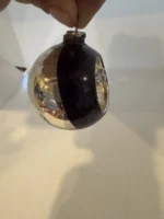 Antique Miniature Glass Christmas Ornament Feather Tree Purple Silver Indent - Image 4
