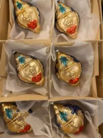 Vintage W Germany 1950s Mouth Blown Glass Ornaments Hand Painted Lady Rose Set 6 - Image 4