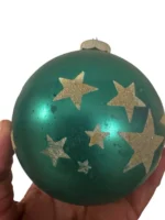 Vintage Jumbo Glass Christmas Ornament Hand Painted Mouth Blown Venetian Dew