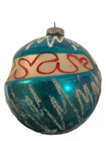 Vintage Jumbo Glass Christmas Ornament Hand Painted Mouth Blown Artistic