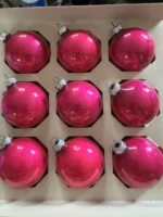 Vintage Christmas Ornaments Original Box Shiny Brite Hot Pink Glass