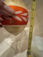 Vintage Jumbo Teardrop Glass Christmas Ornaments Set 4 Box 6” Mica Hand Painted - Image 5