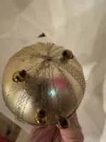 Vintage 1950s West Germany Glass Beads Dresden Foil Gold Ornament Wire Wrapped - Image 5