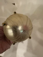 Vintage 1950s West Germany Glass Beads Dresden Foil Gold Ornament Wire Wrapped 2 - Image 5