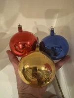 Vintage 3 Jumbo Glass Christmas Ornament Hand Painted Mouth Blown MCM Polish - Image 2