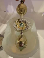 Vintage Jumbo Glass Christmas Ornament Hand Painted Mouth Blown Triple Bulb - Image 5