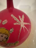 Vintage Jumbo Glass Christmas Ornament Hand Painted Mouth Blown Pink Opaque - Image 5