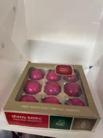 Vintage Christmas Ornaments Original Box Shiny Brite Hot Pink Glass - Image 5